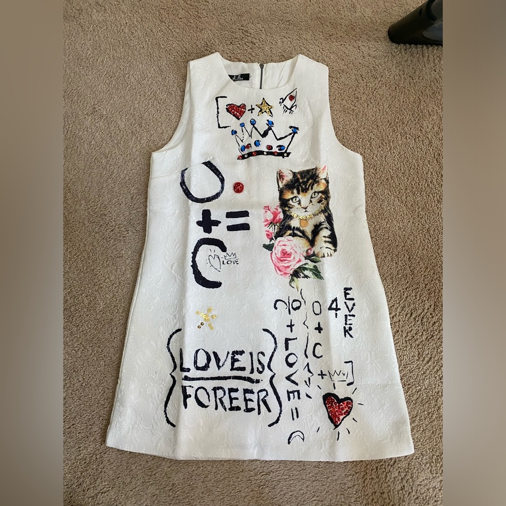 NWOT Women’s Dress with Cat and Heart Design - size S